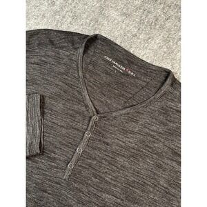 John Varvatos USA Mens XL Long Sleeve Gray‎ Heathered Henley Shirt